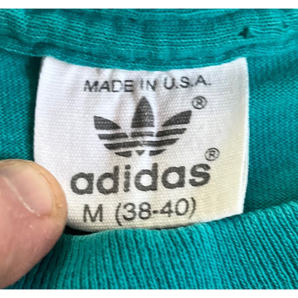 Vintage Adidas Sport T Shirt Mens Medium Blue Single Stitch Made in USA 90s - Picture 5 of 9